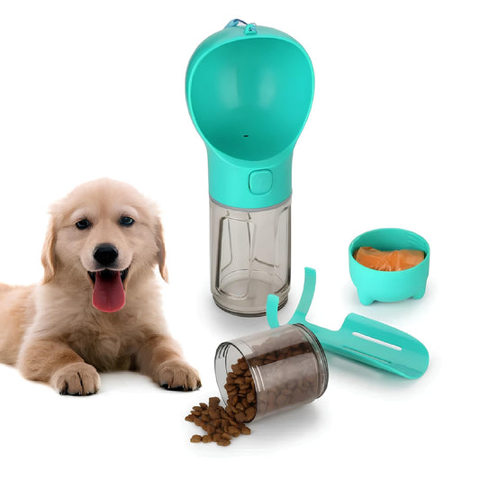 3 in 1 Portable Dog Water Bottle Dispenser-Dog Food Container with Doggy Poop Bags