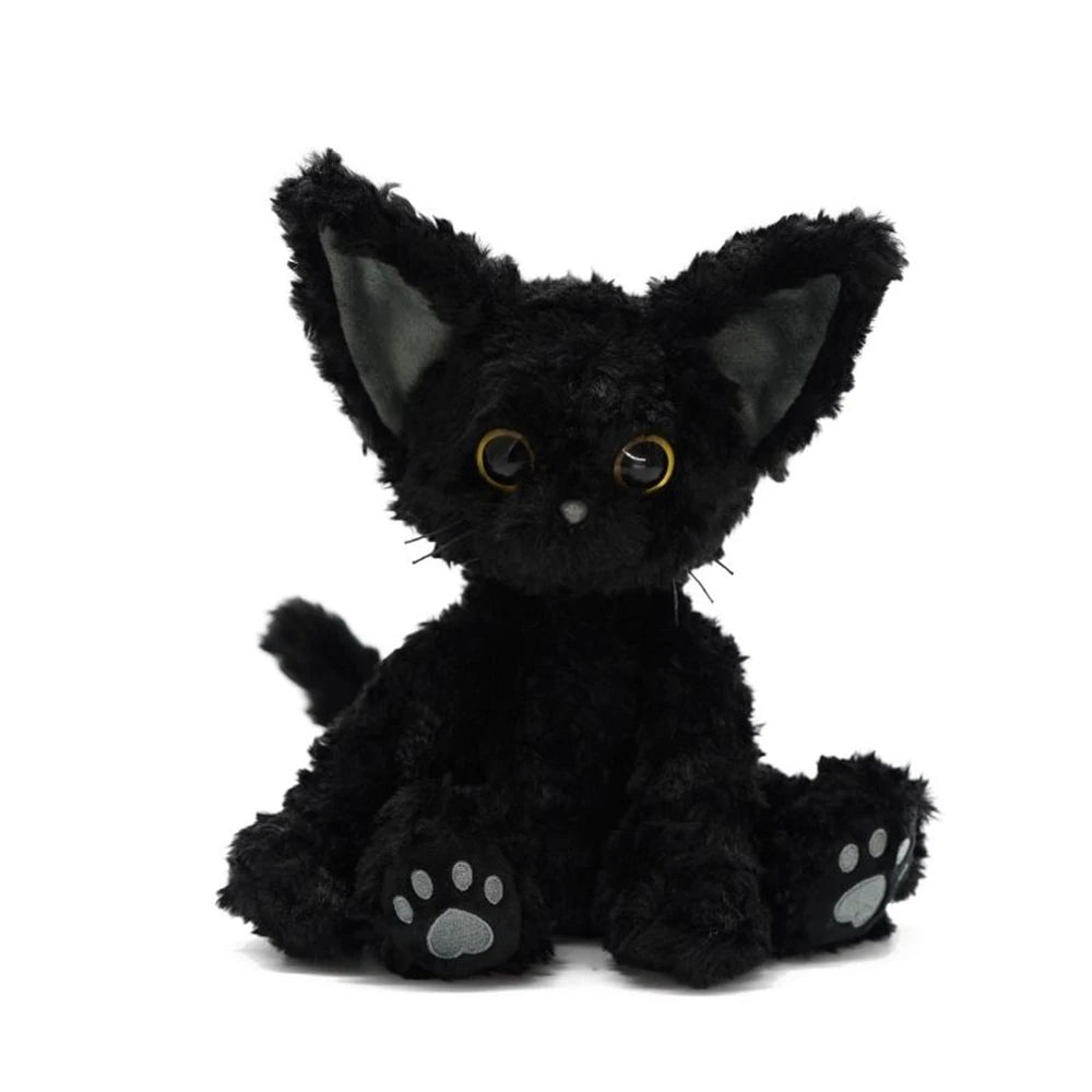 Curly Soft Black Cat Plush - Soft Plush Cat Toy - Fluffy Cat Plush