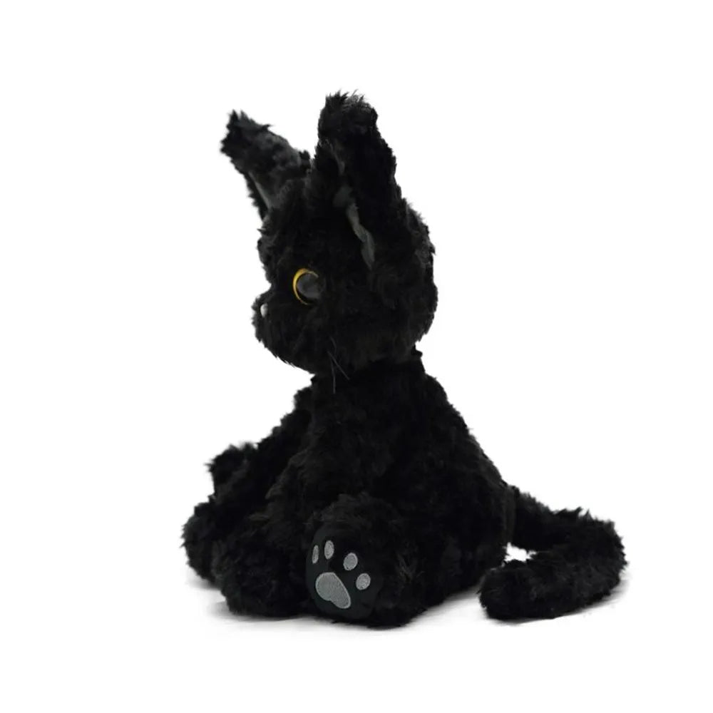 Curly Soft Black Cat Plush - Soft Plush Cat Toy - Fluffy Cat Plush