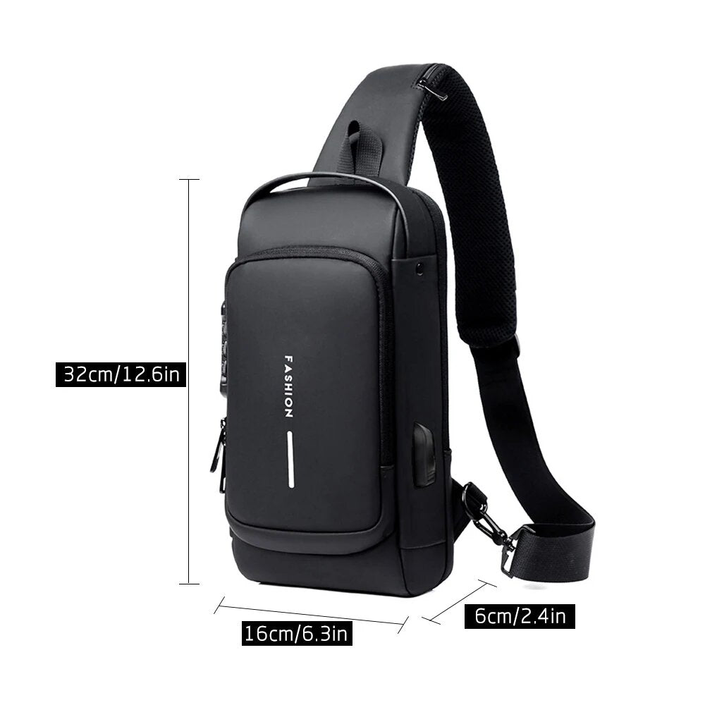 Men's Crossbody Chest Bag-Anti-Theft Bag USB