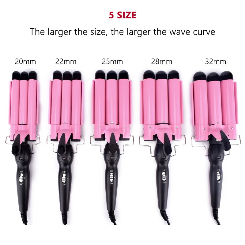 Professional 3-Barrel Curling Iron