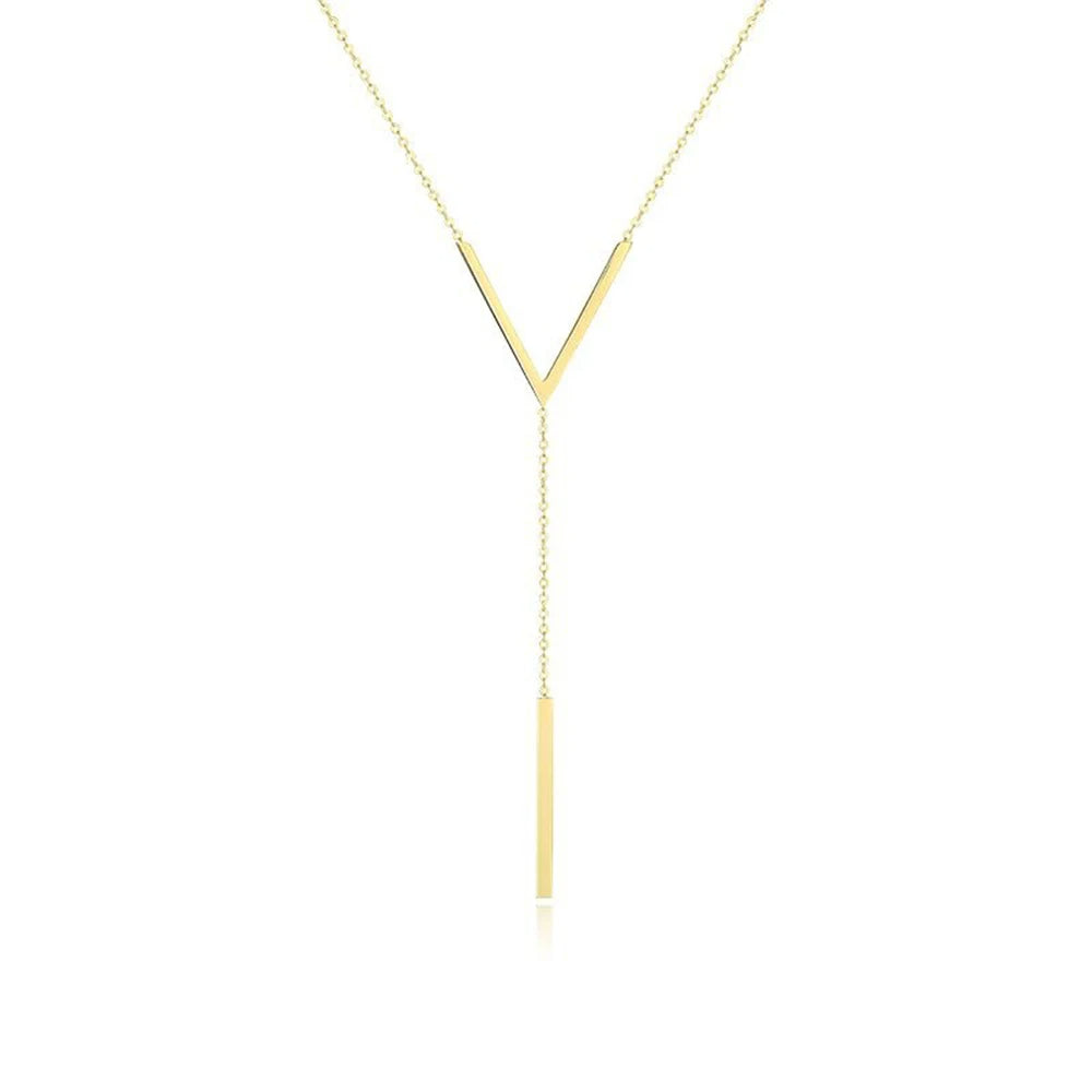 V-shaped Long Clavicle Golden Necklace