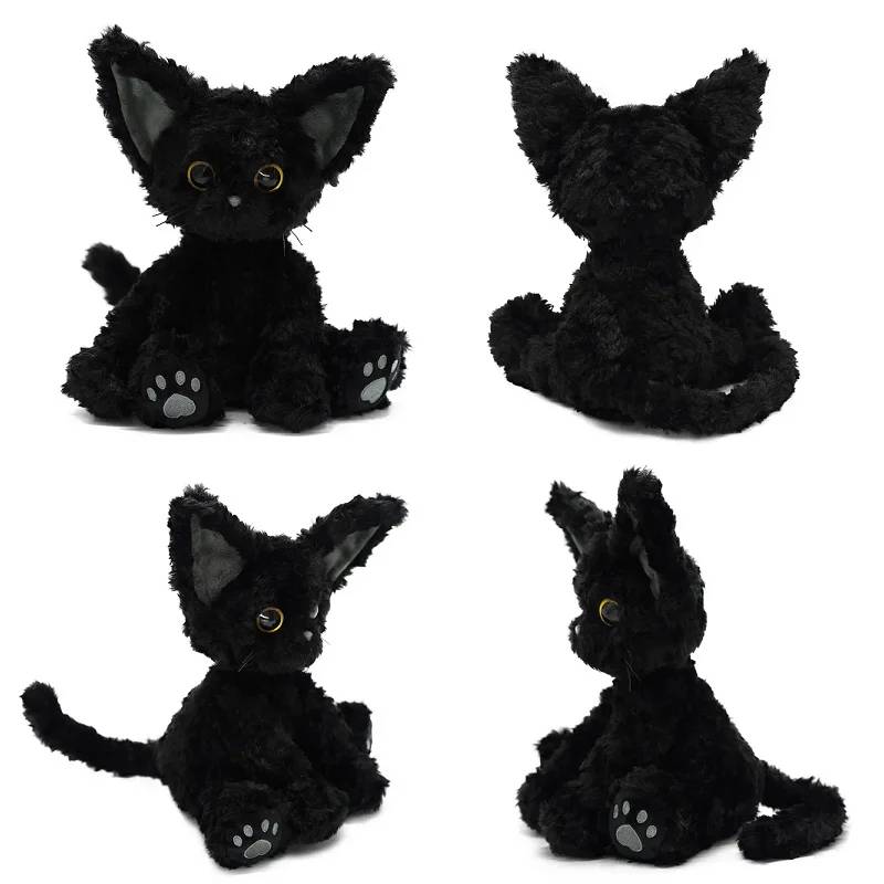 Curly Soft Black Cat Plush - Soft Plush Cat Toy - Fluffy Cat Plush